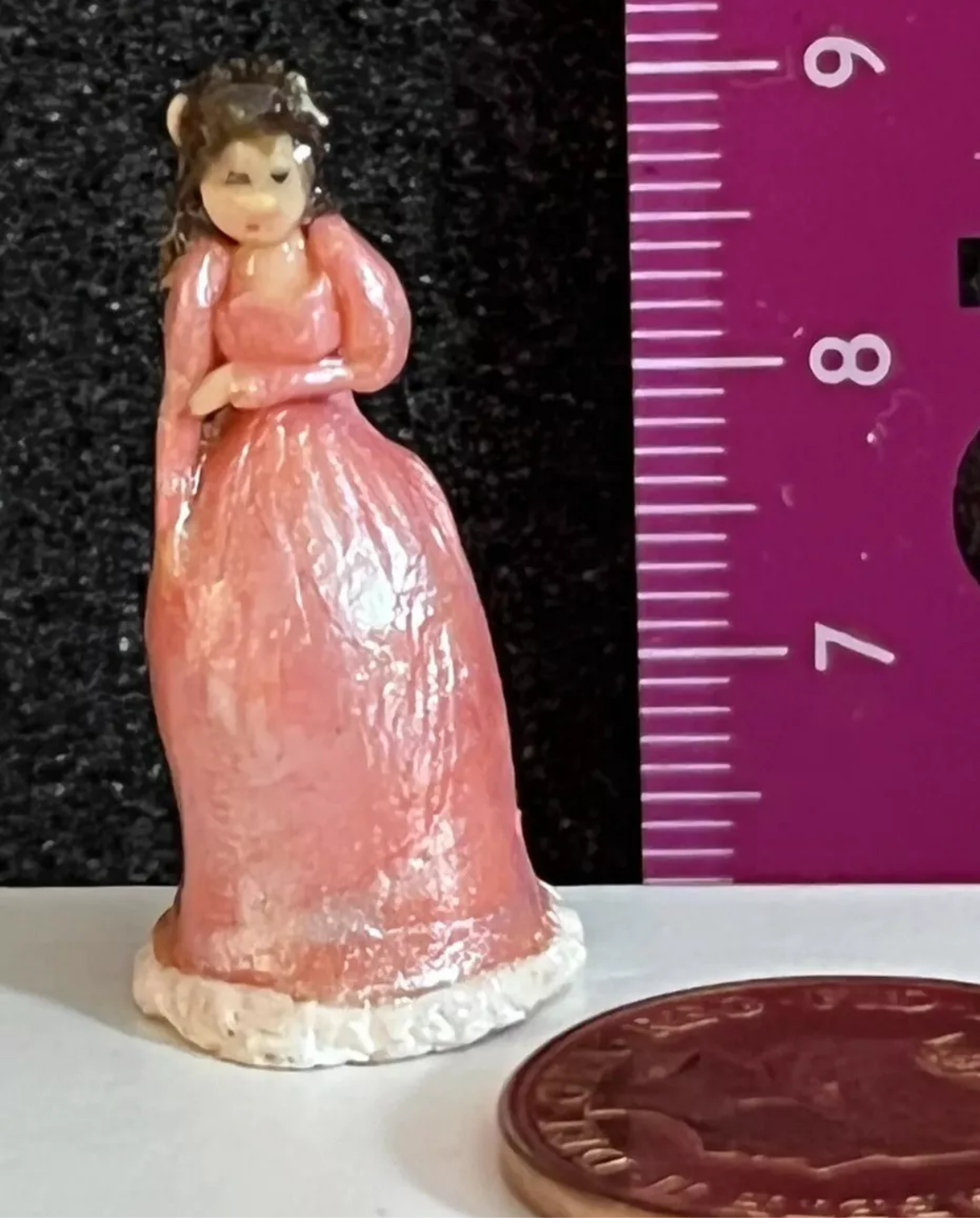 Dolls house signed ornamental lady