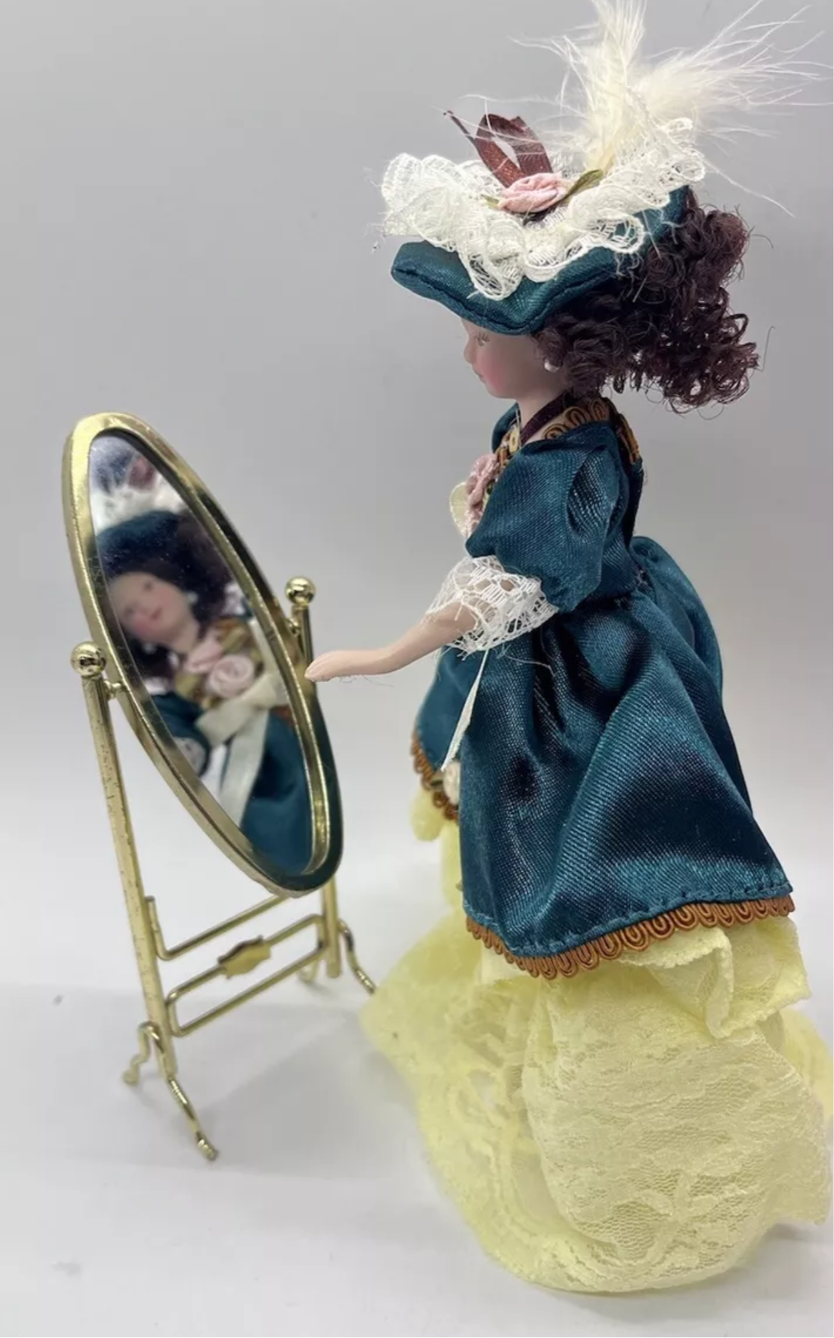 Dolls house metal floor standing mirror