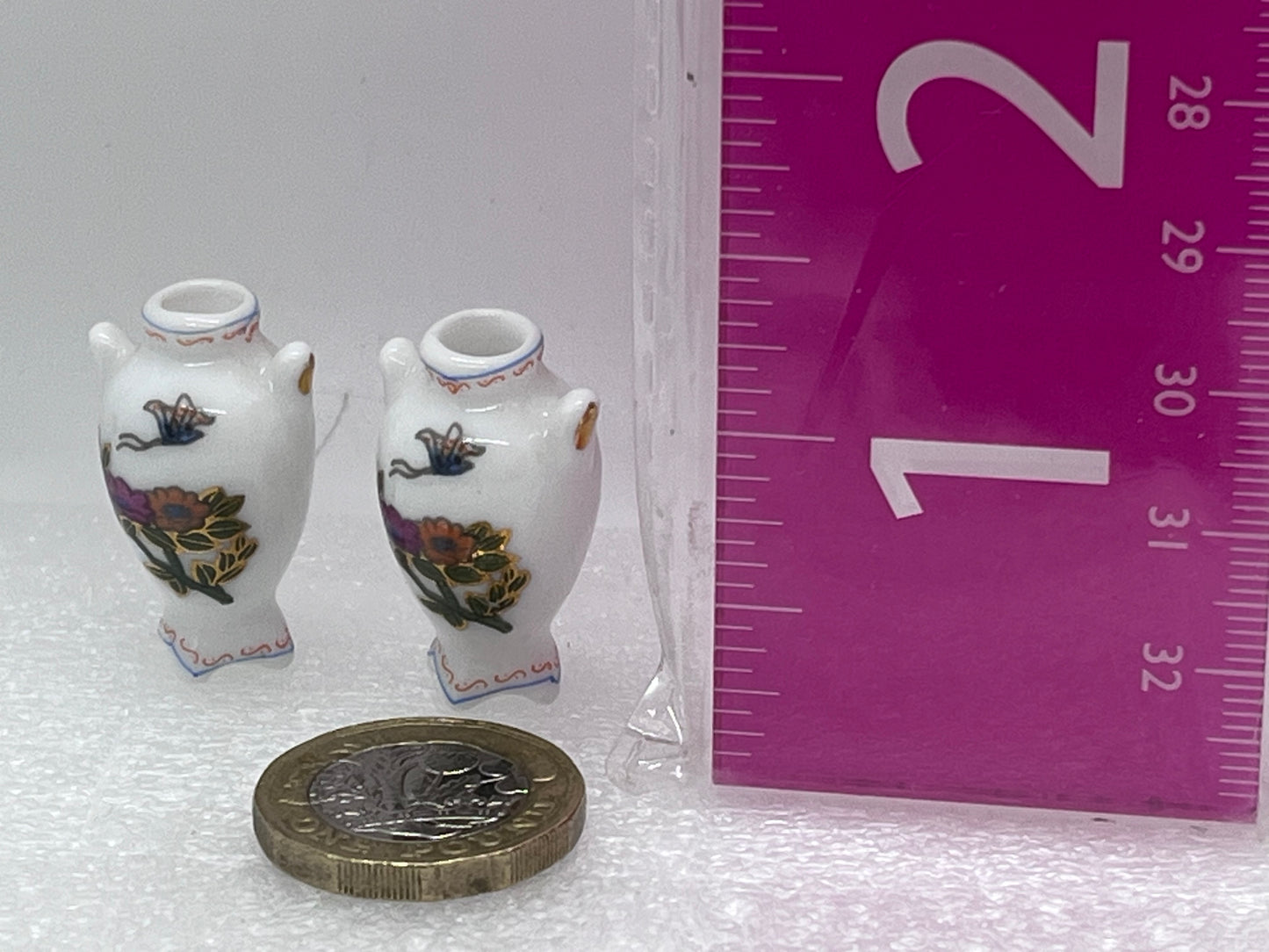 Dolls house vases pair porcelain