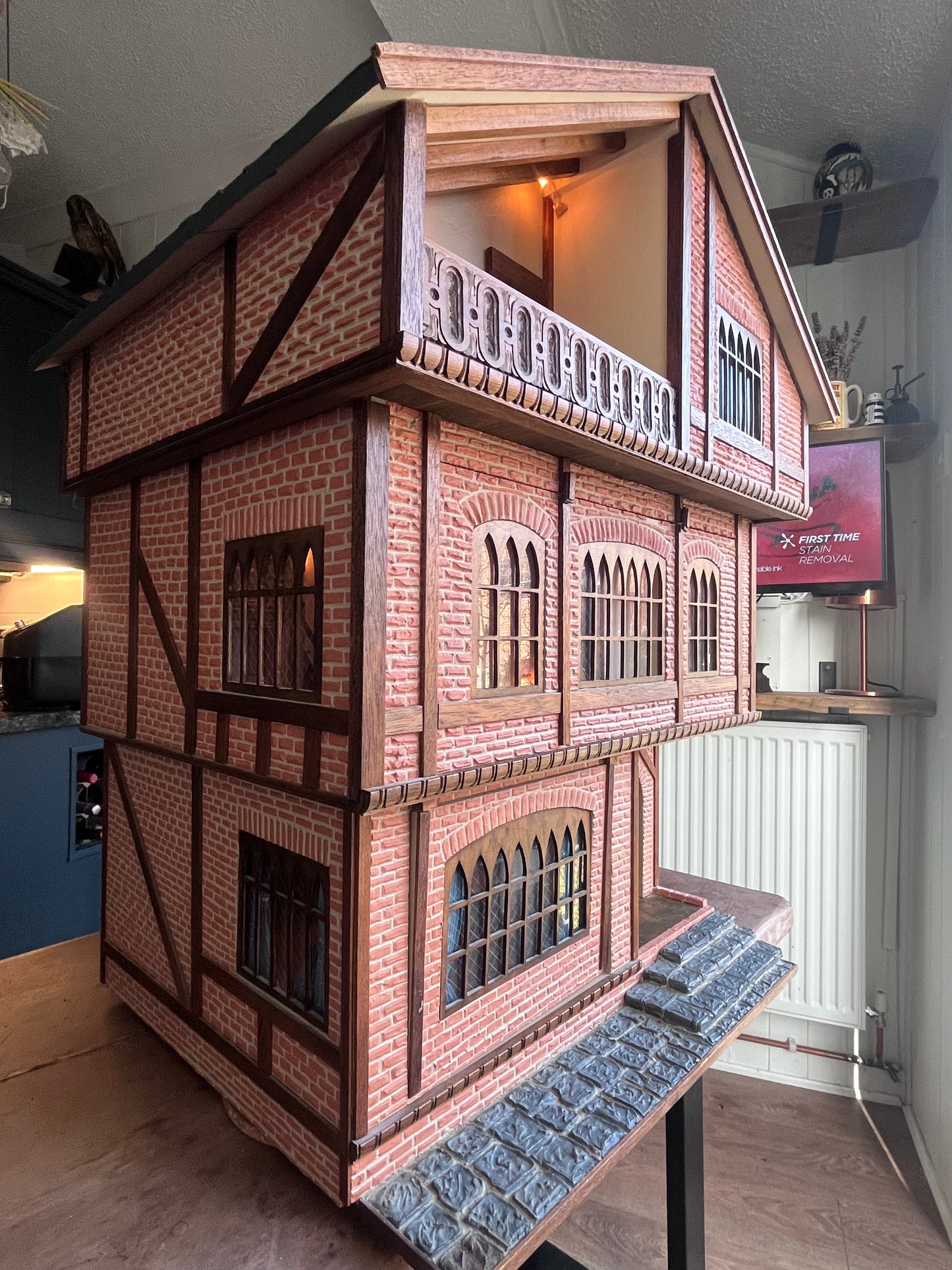 Large hand crafted dolls house with full electrics 1/12th scale
