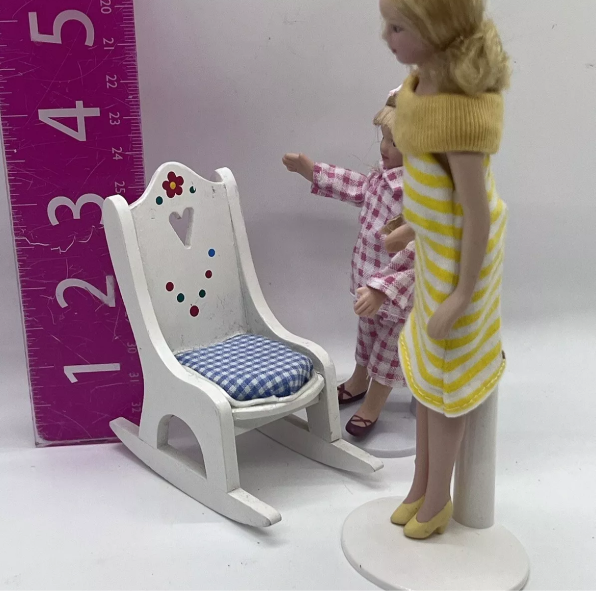 Dolls house rocking chair with seat cushion