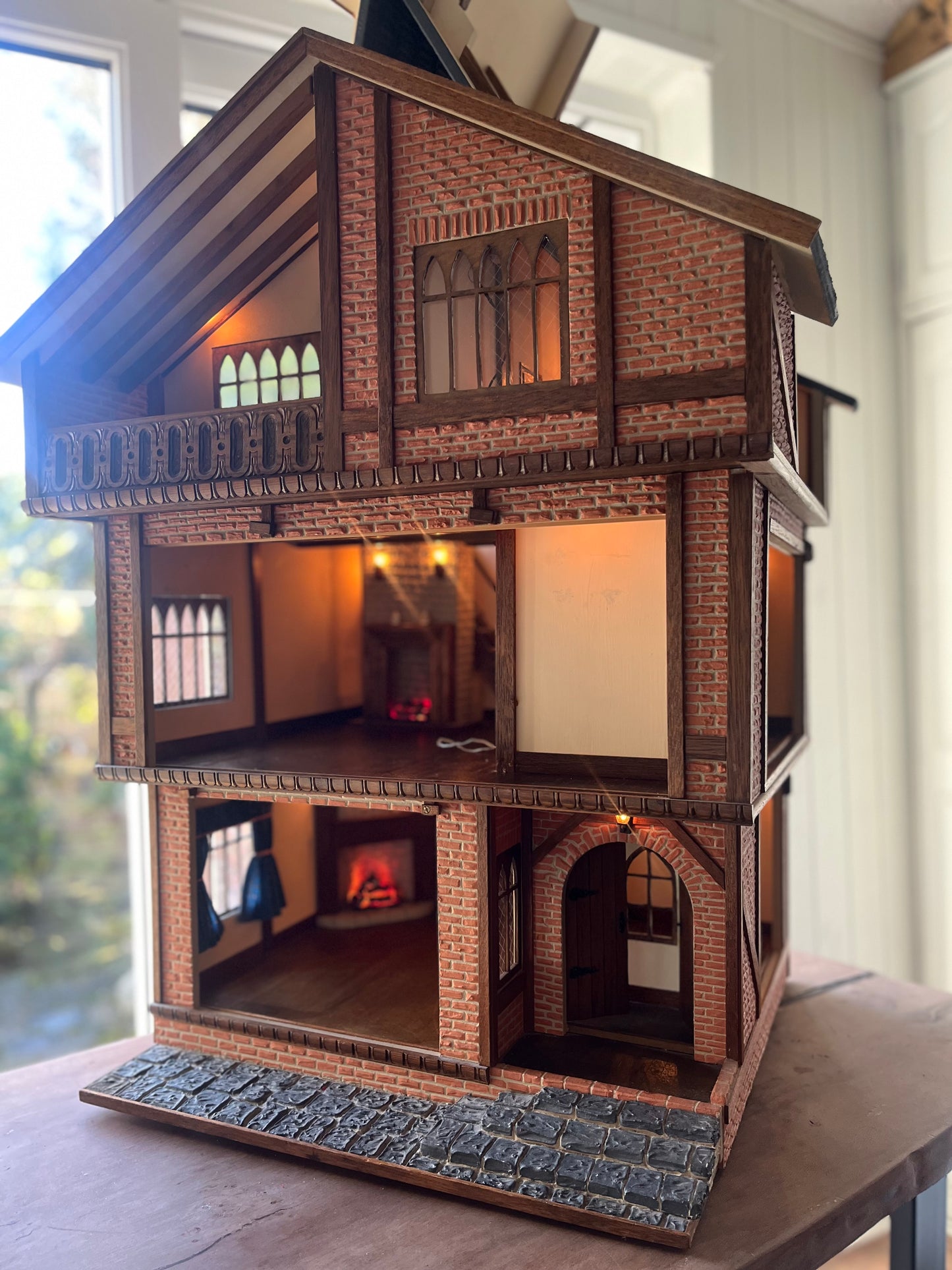 Large hand crafted dolls house with full electrics 1/12th scale