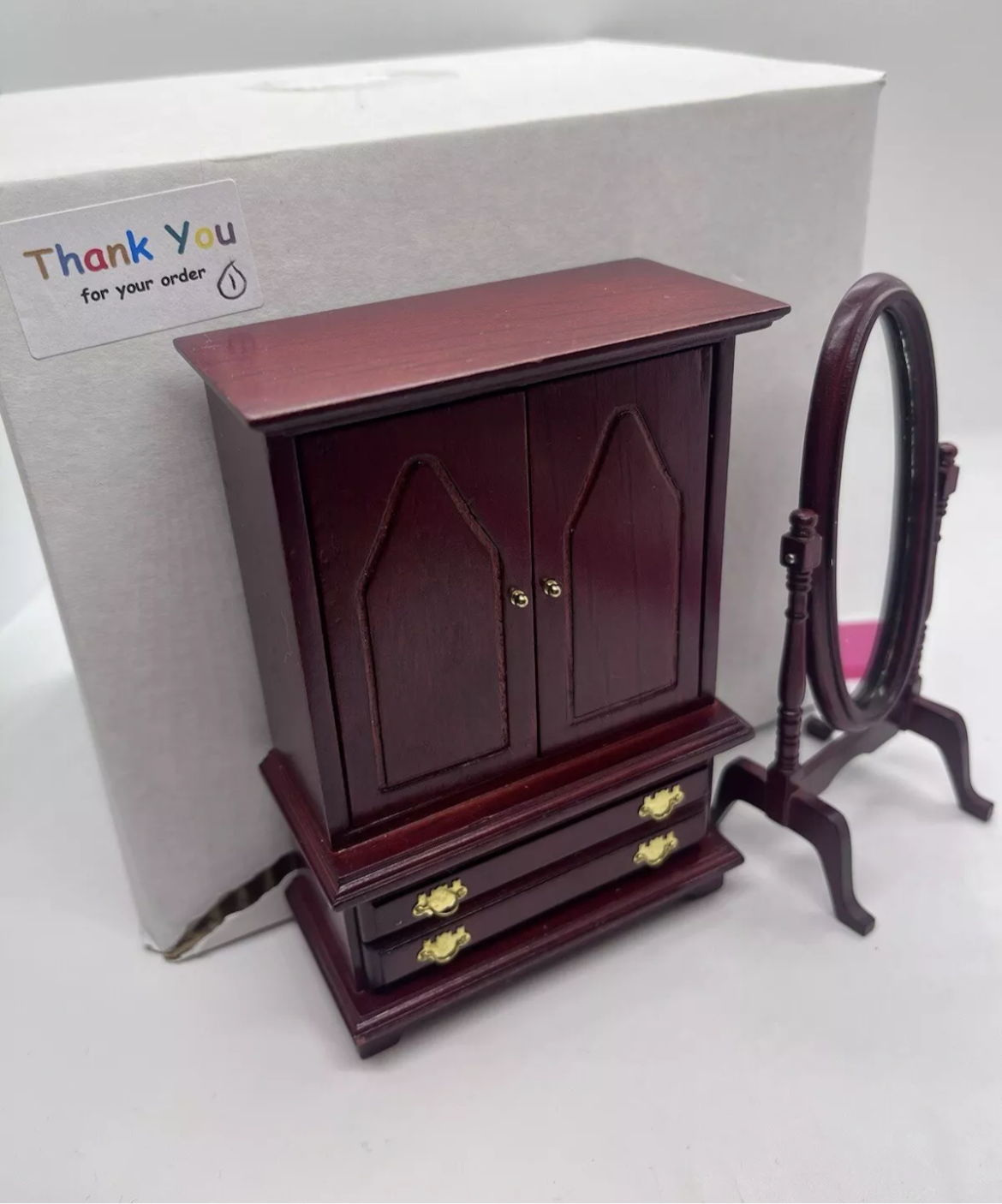 Dolls house bedroom furniture set four poster.