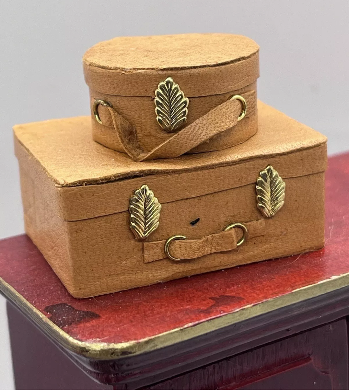 Dolls house wardrobe & suitcases