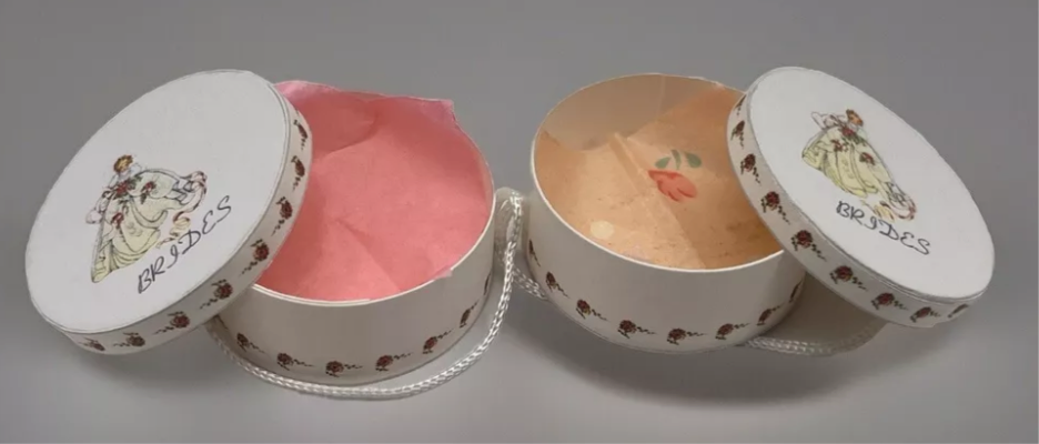 Dolls house wedding hat boxes bridal new x 2