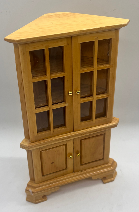 Dolls house large corner display cabinet dresser
