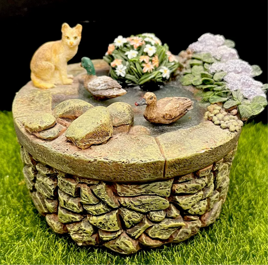 Dolls house raised pond resin reduced