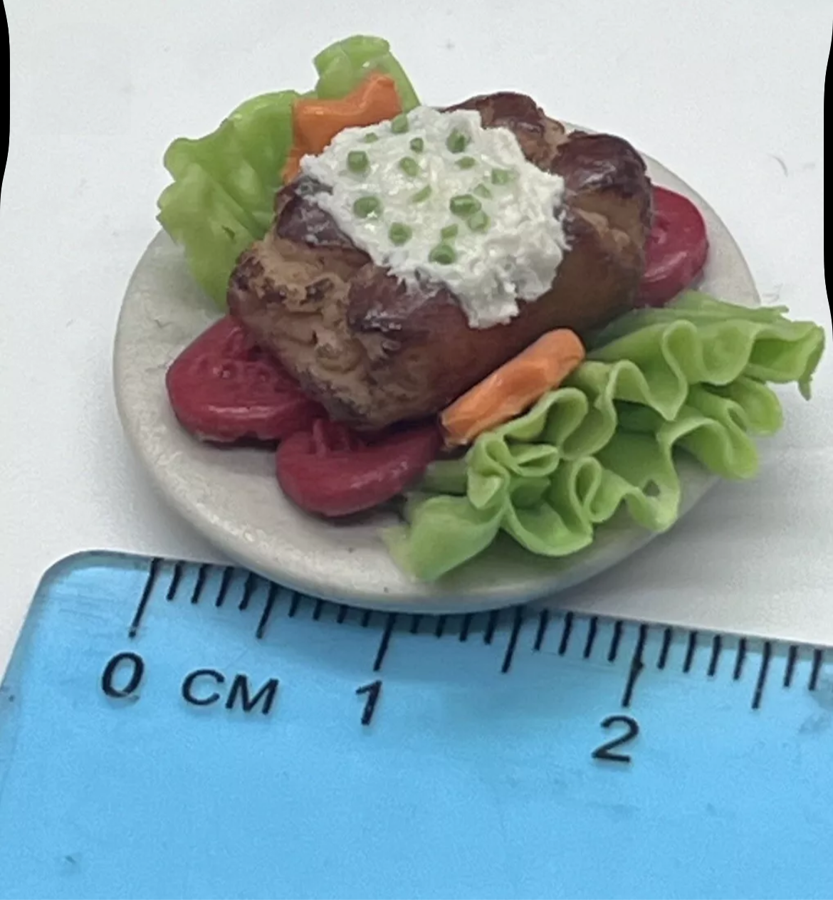 Dolls house food beef steak dinner with cream sauce handmade