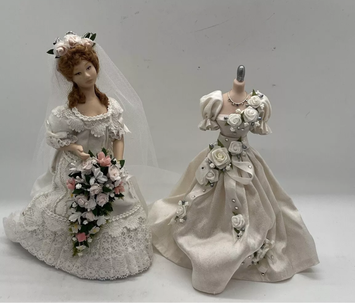 Dolls house mannequin bridal shop wedding