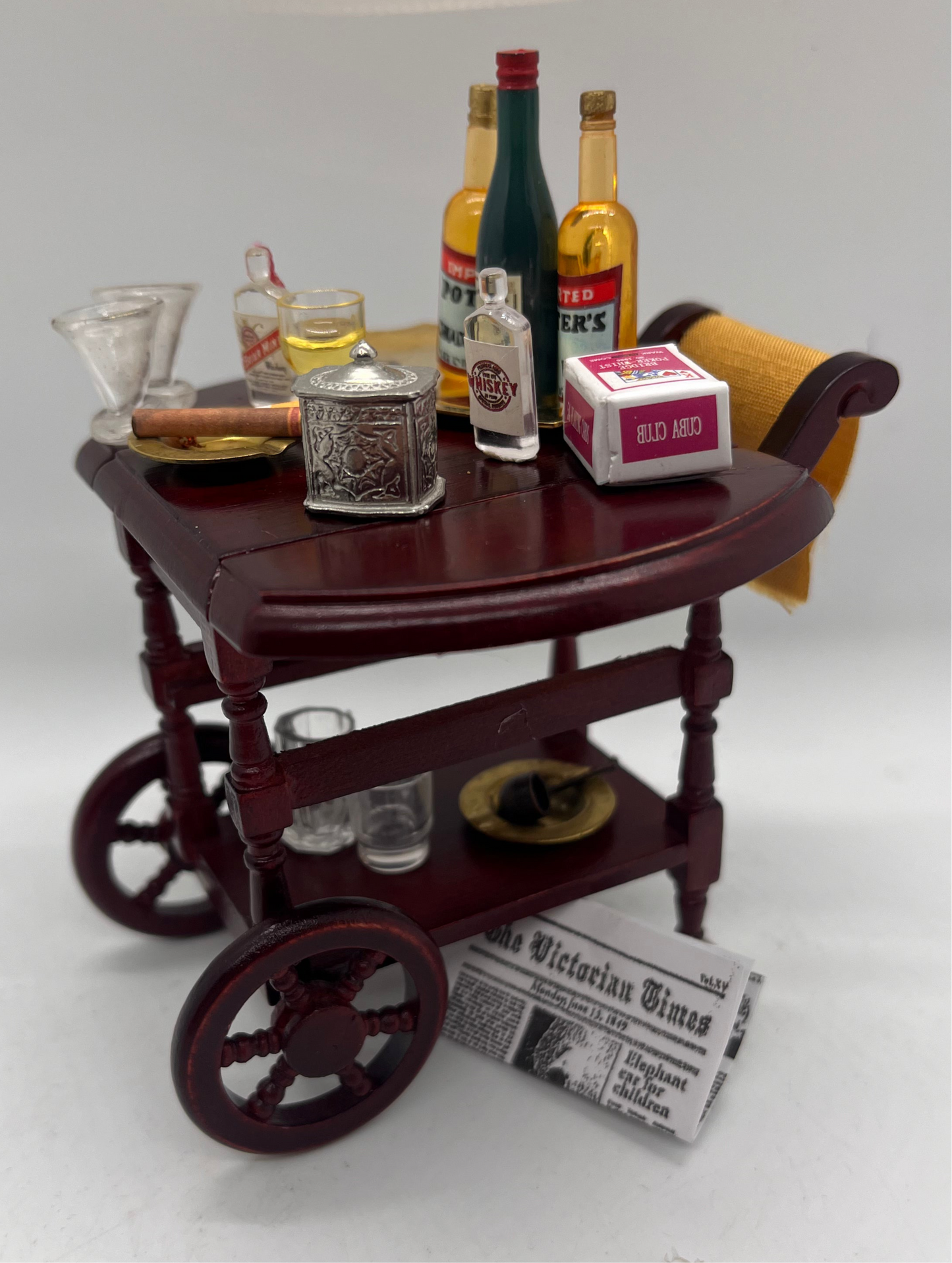 Dolls house gentleman’s trolly & all accessories
