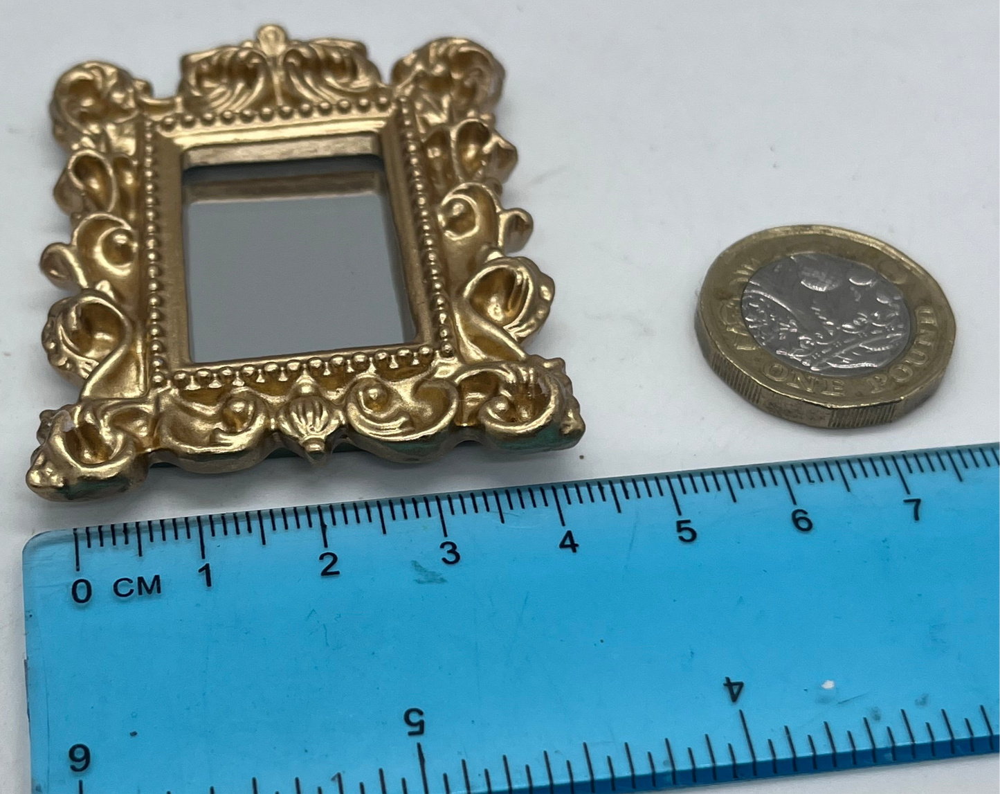 Dolls house metal framed ornate mirror