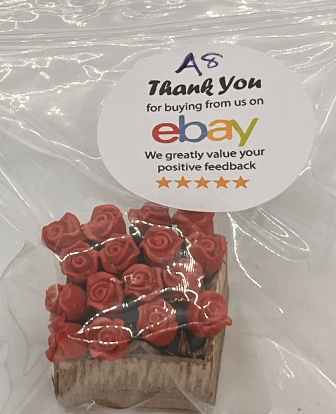 Dolls House flowers red roses resin