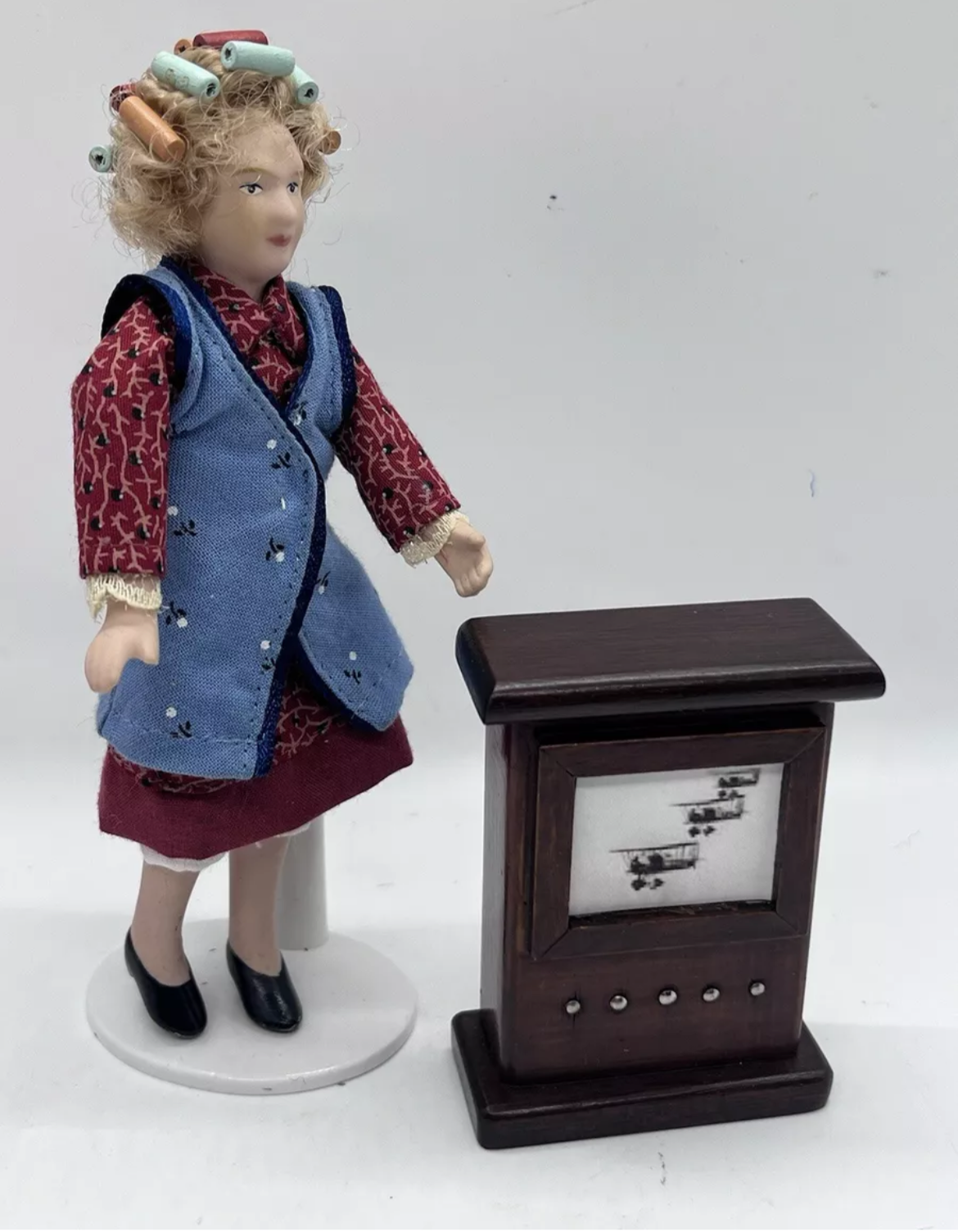 Dolls house retro wooden television