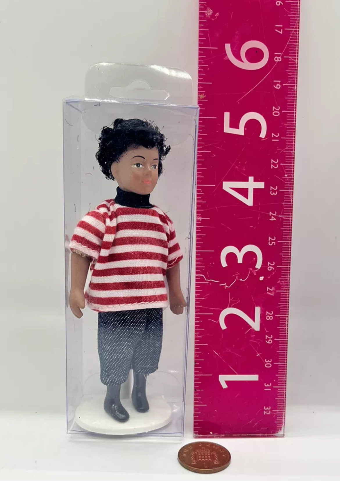 Dolls house boy & stand new in box