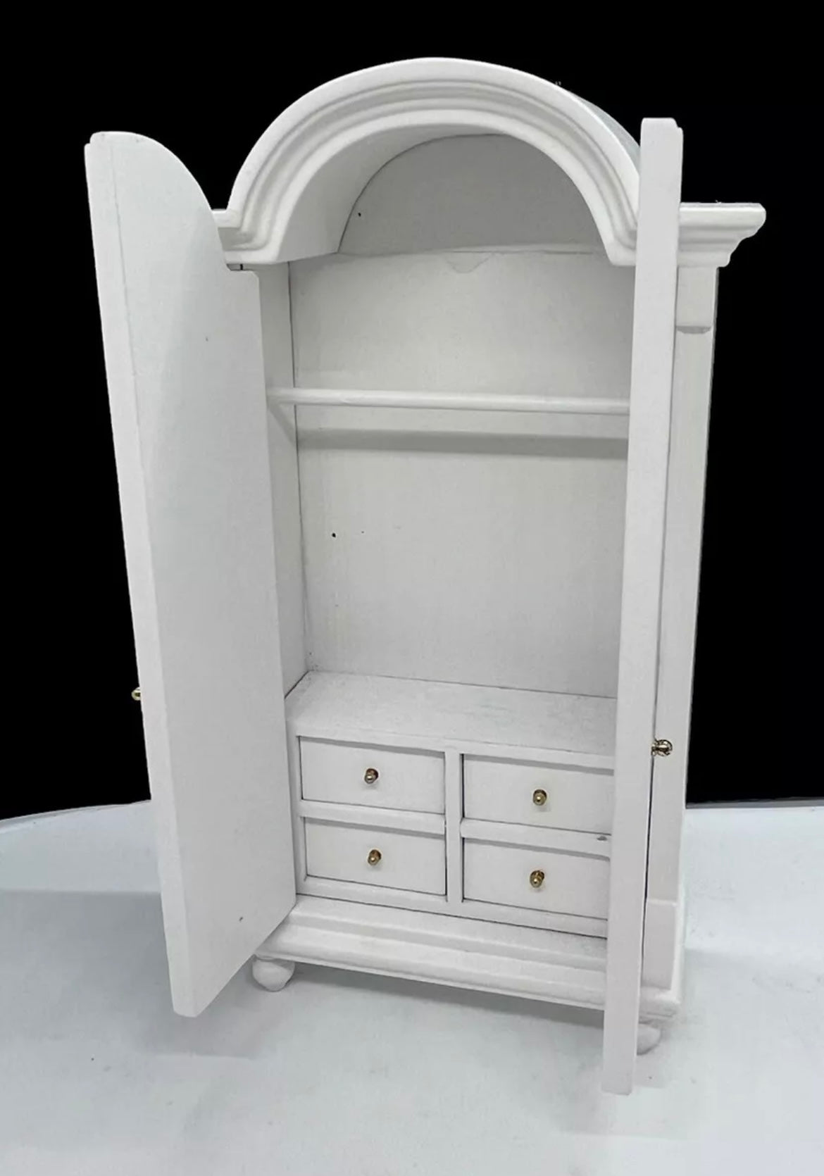White cameo dolls house wardrobe wood