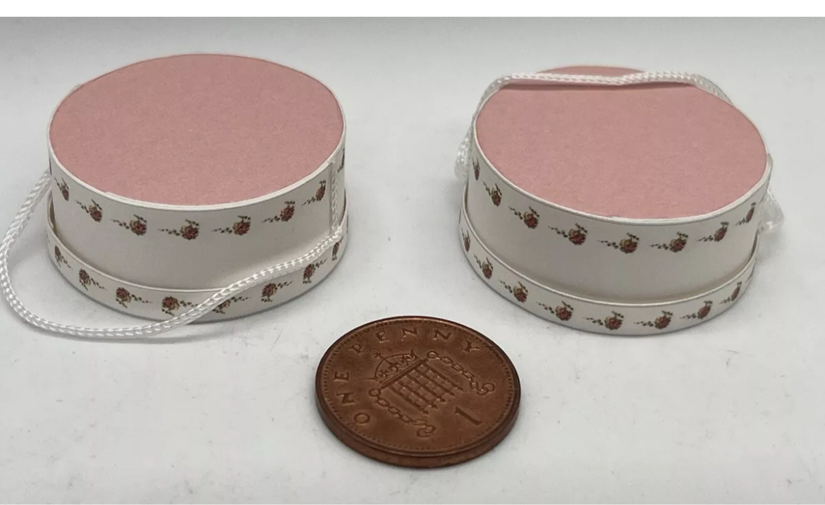Dolls house wedding hat boxes bridal new x 2