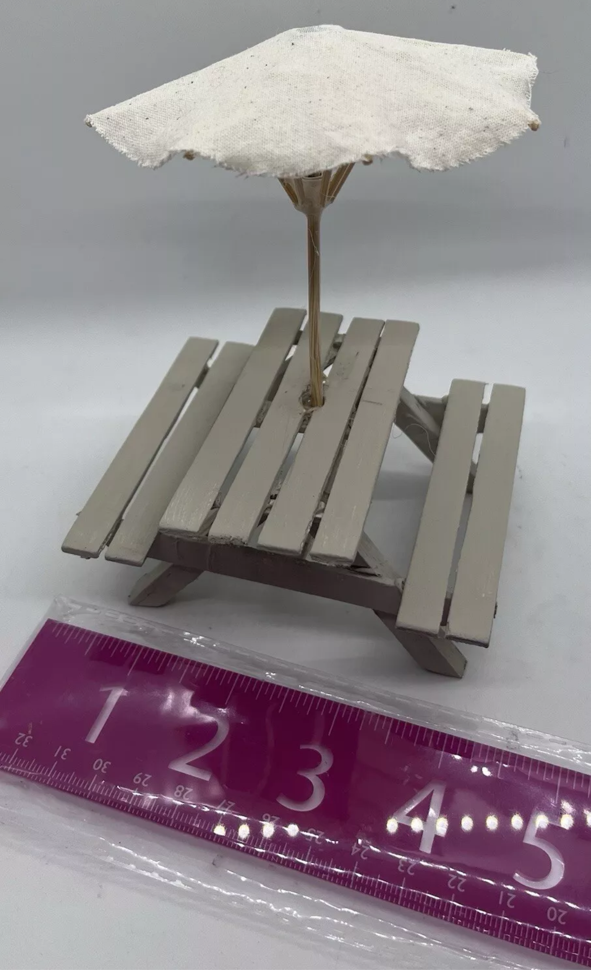 Dolls house picnic bench and parasol