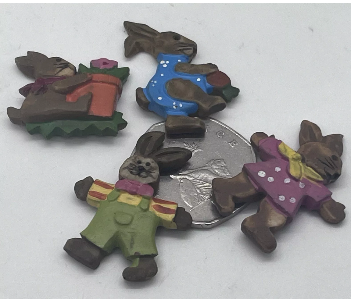 Dolls house resin bunny wall plaques x 4