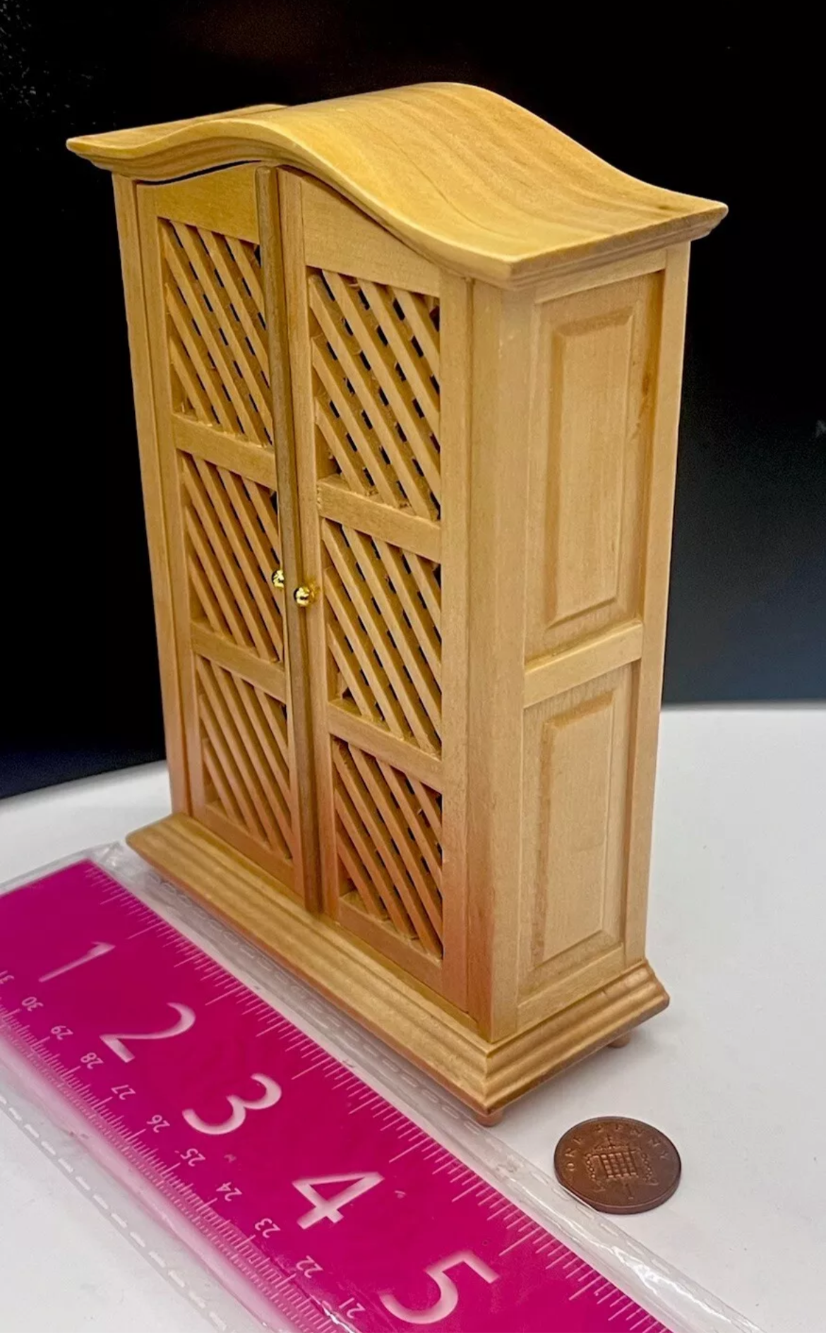 Dolls house wardrobe with lattice doors