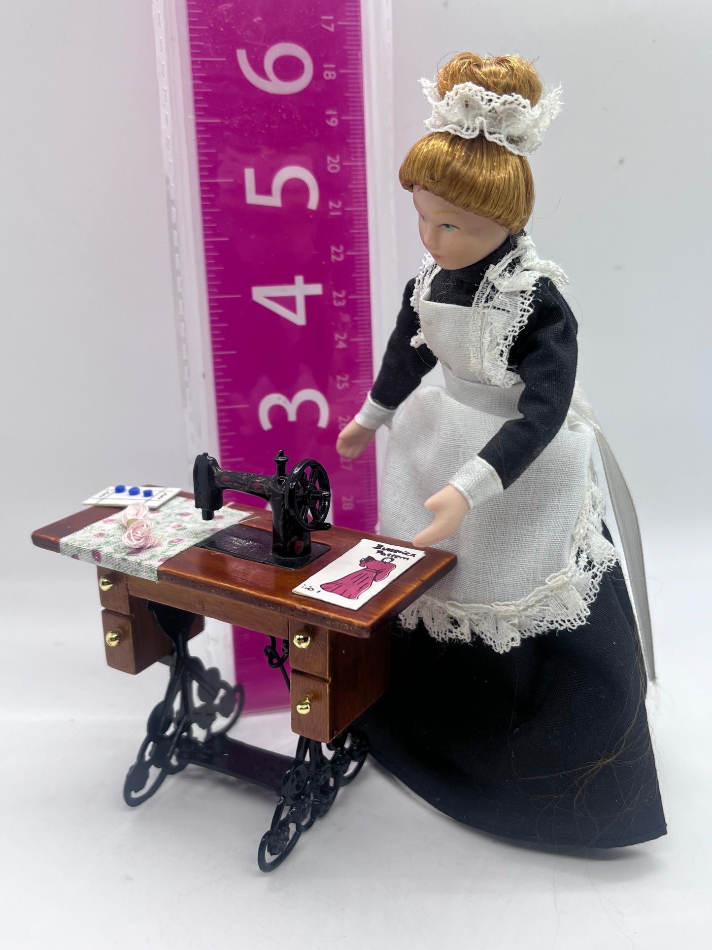 Dolls house sewing machine knitting haberdashery set