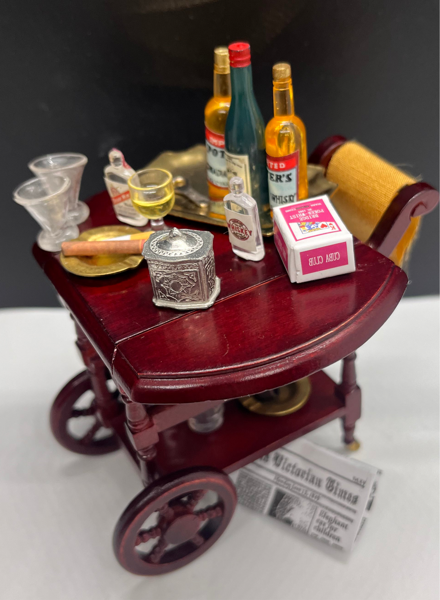 Dolls house gentleman’s trolly & all accessories