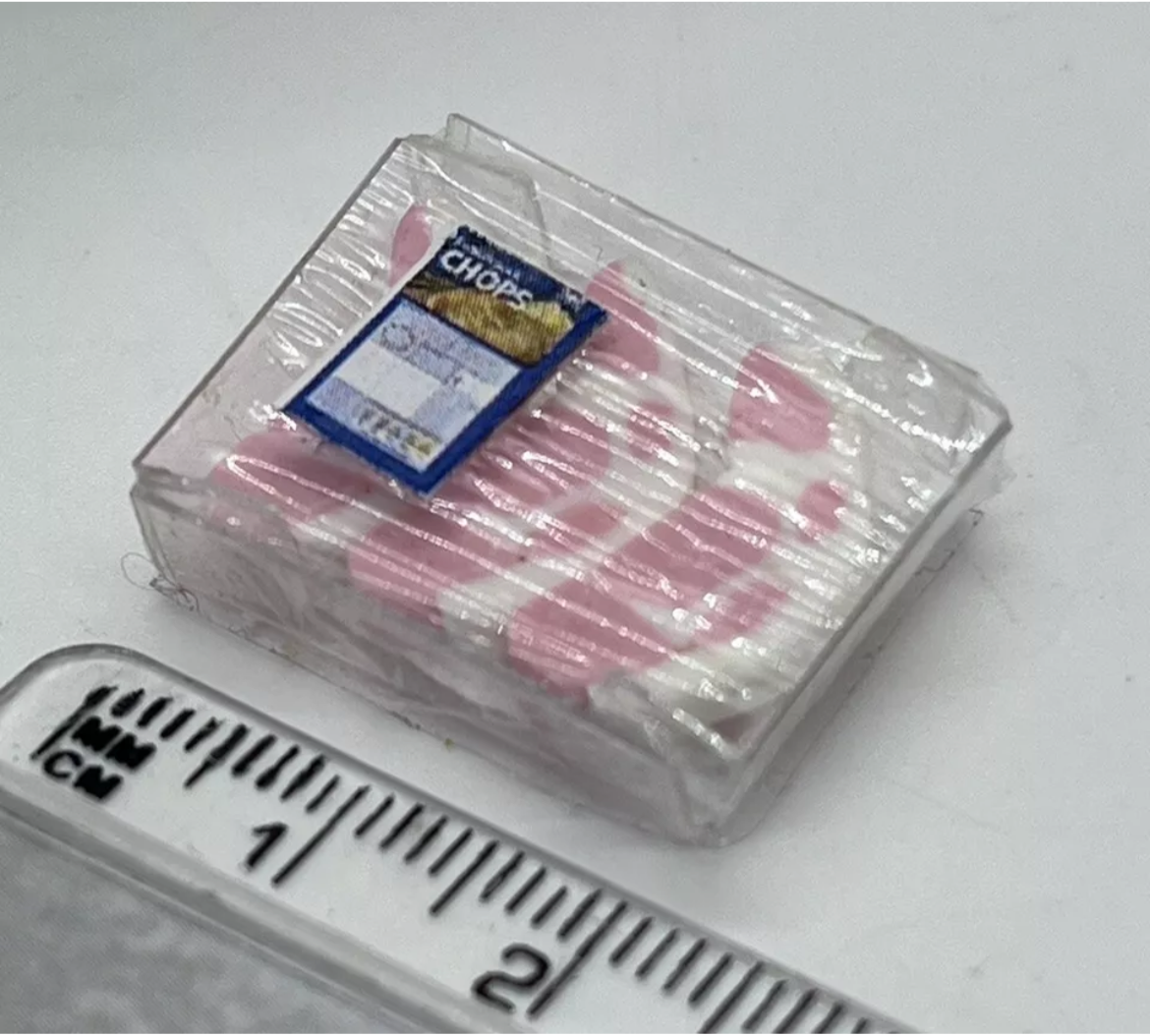 Dolls house food pork chops handmade new