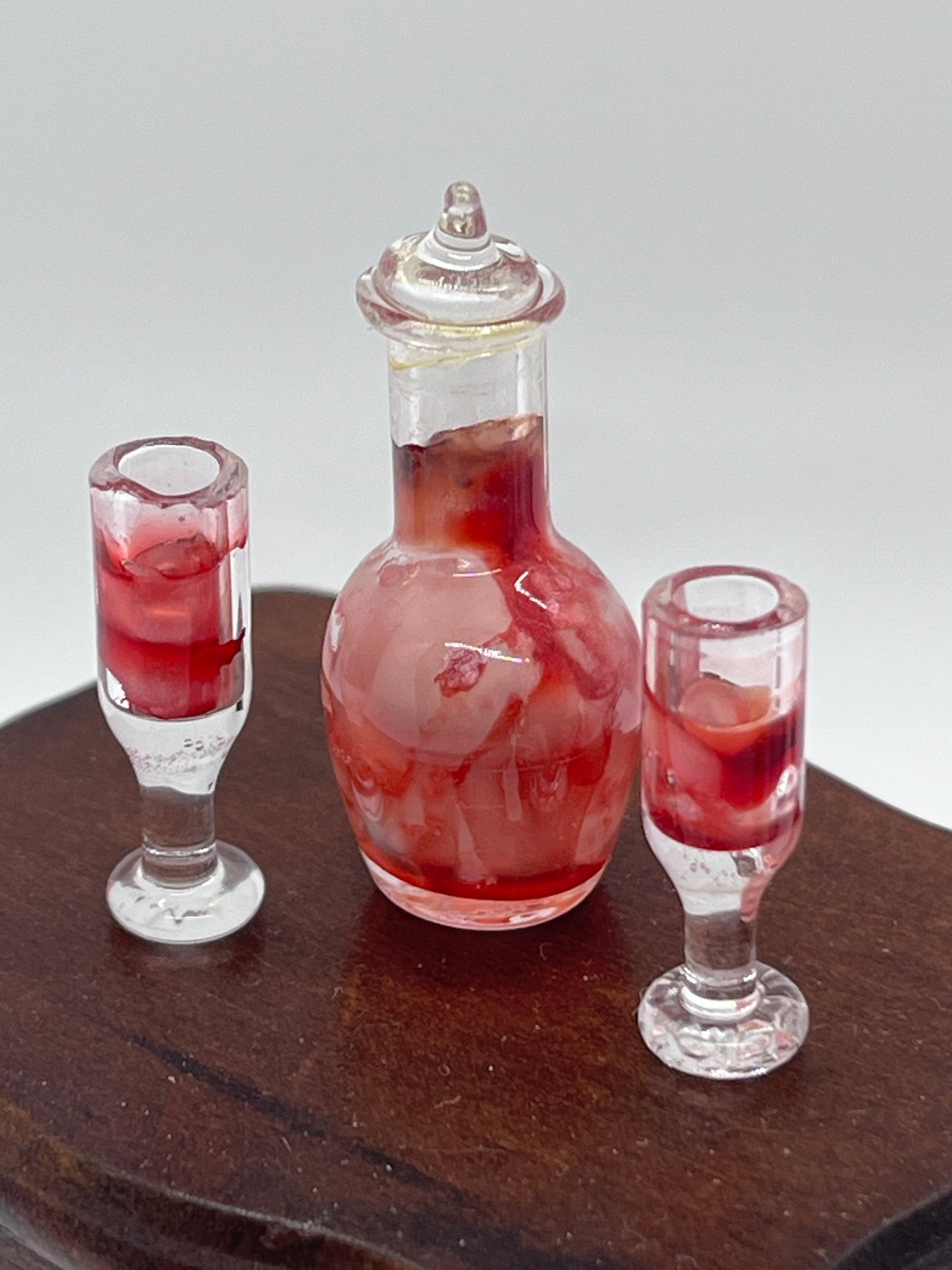 Dolls house decanter and wine glasses
