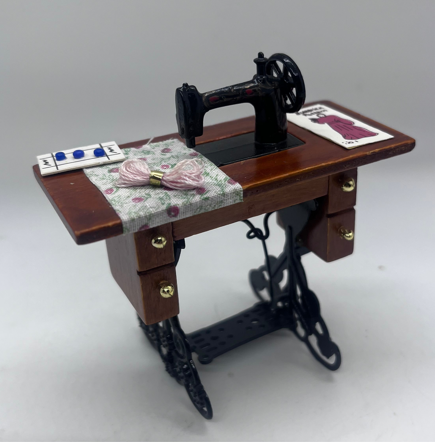 Dolls house sewing machine knitting haberdashery set