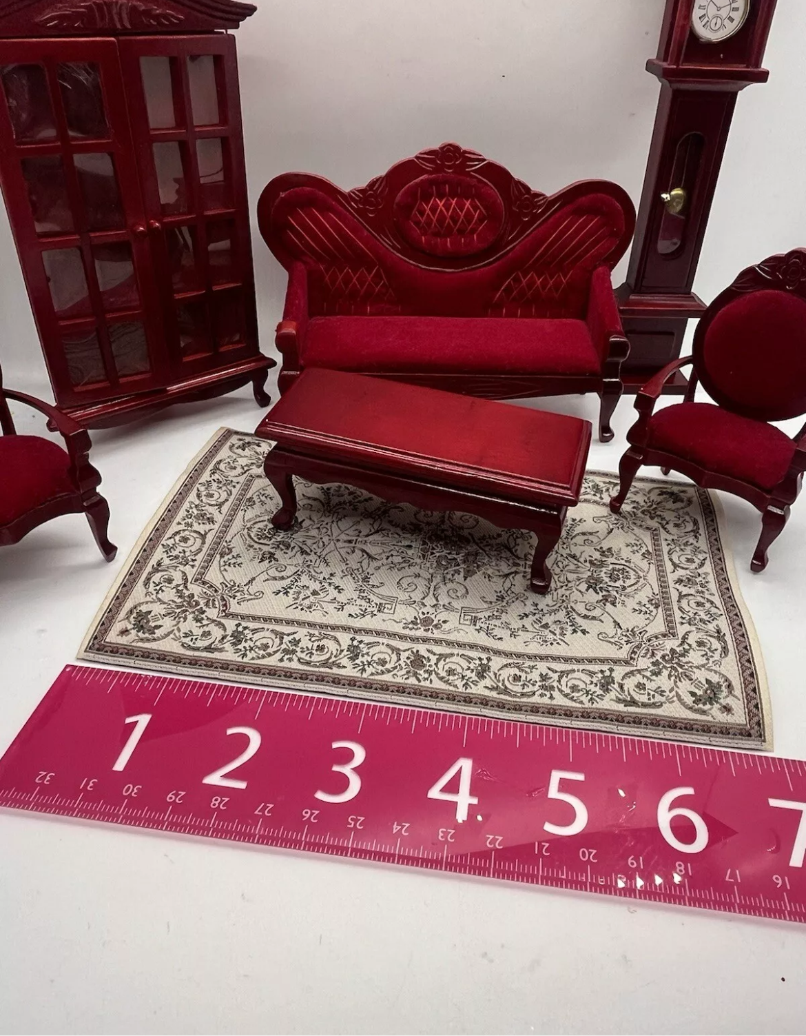 Dolls house Victorian lounge set & all accessories