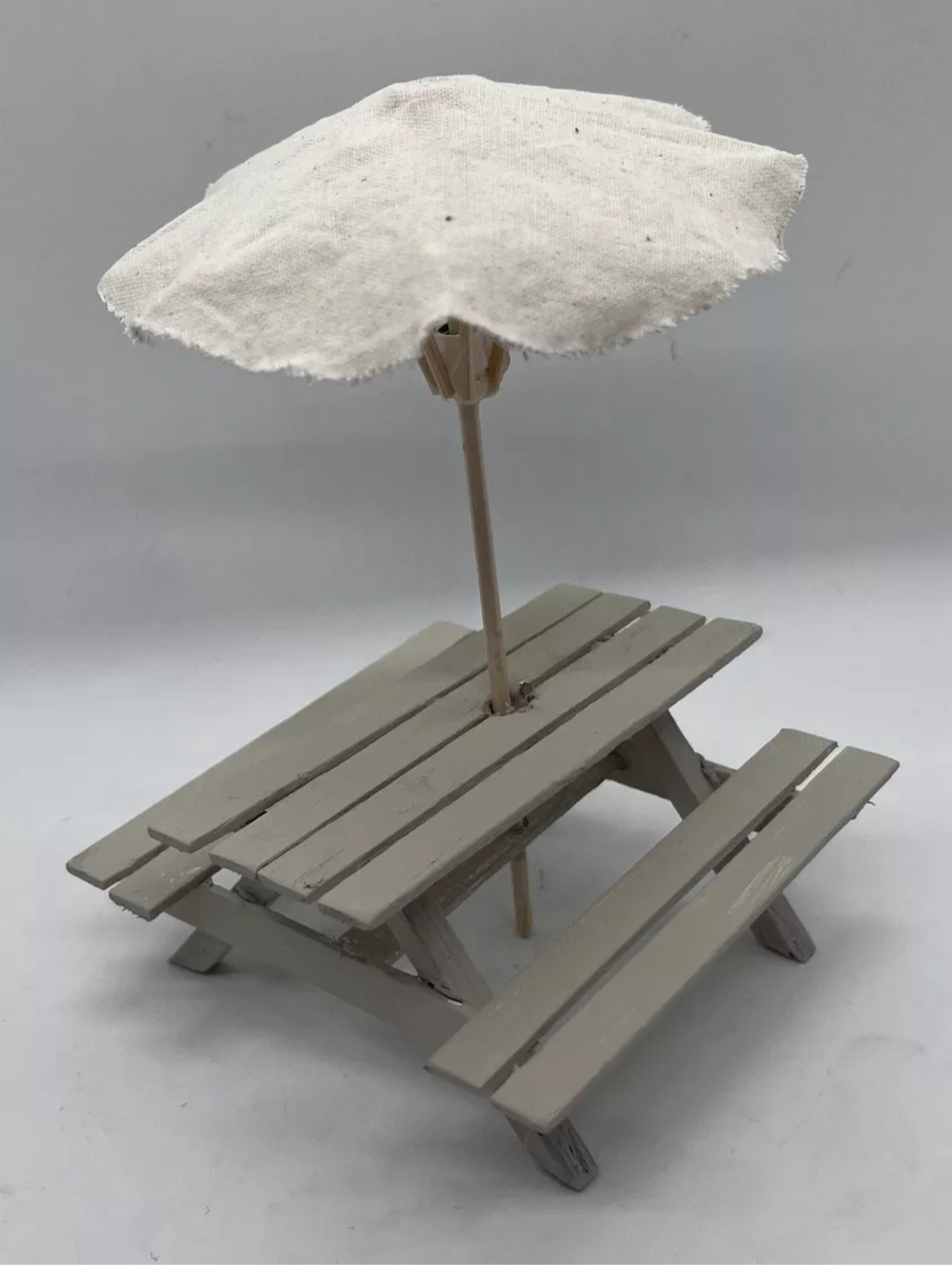 Dolls house picnic bench and parasol