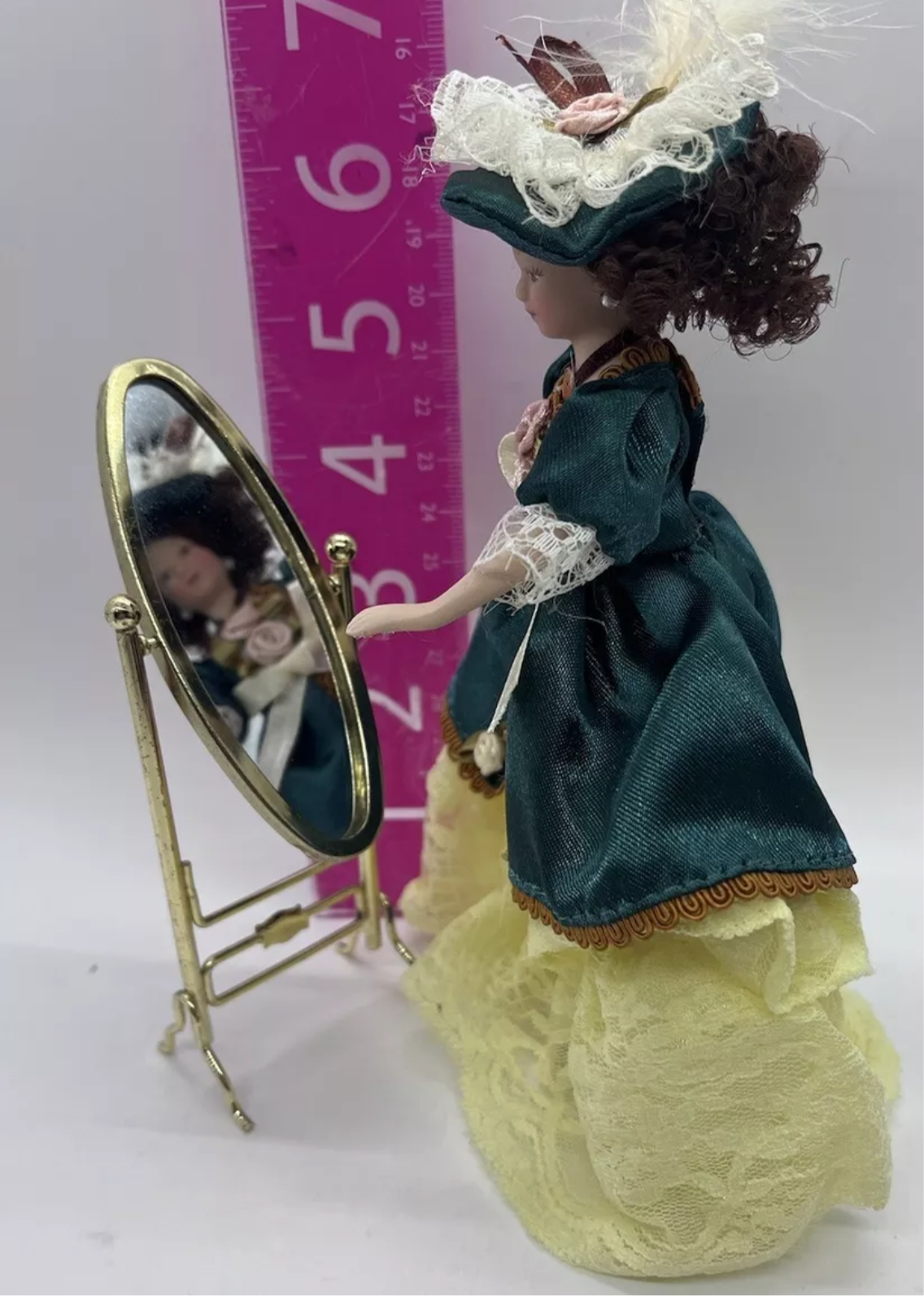 Dolls house metal floor standing mirror