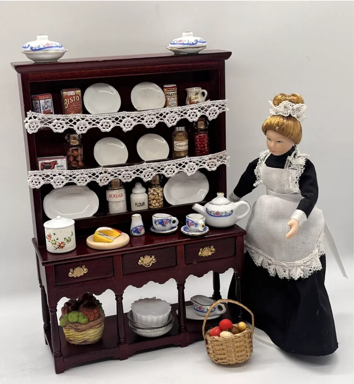 Dolls House Victorian kitchen dresser & all accessories