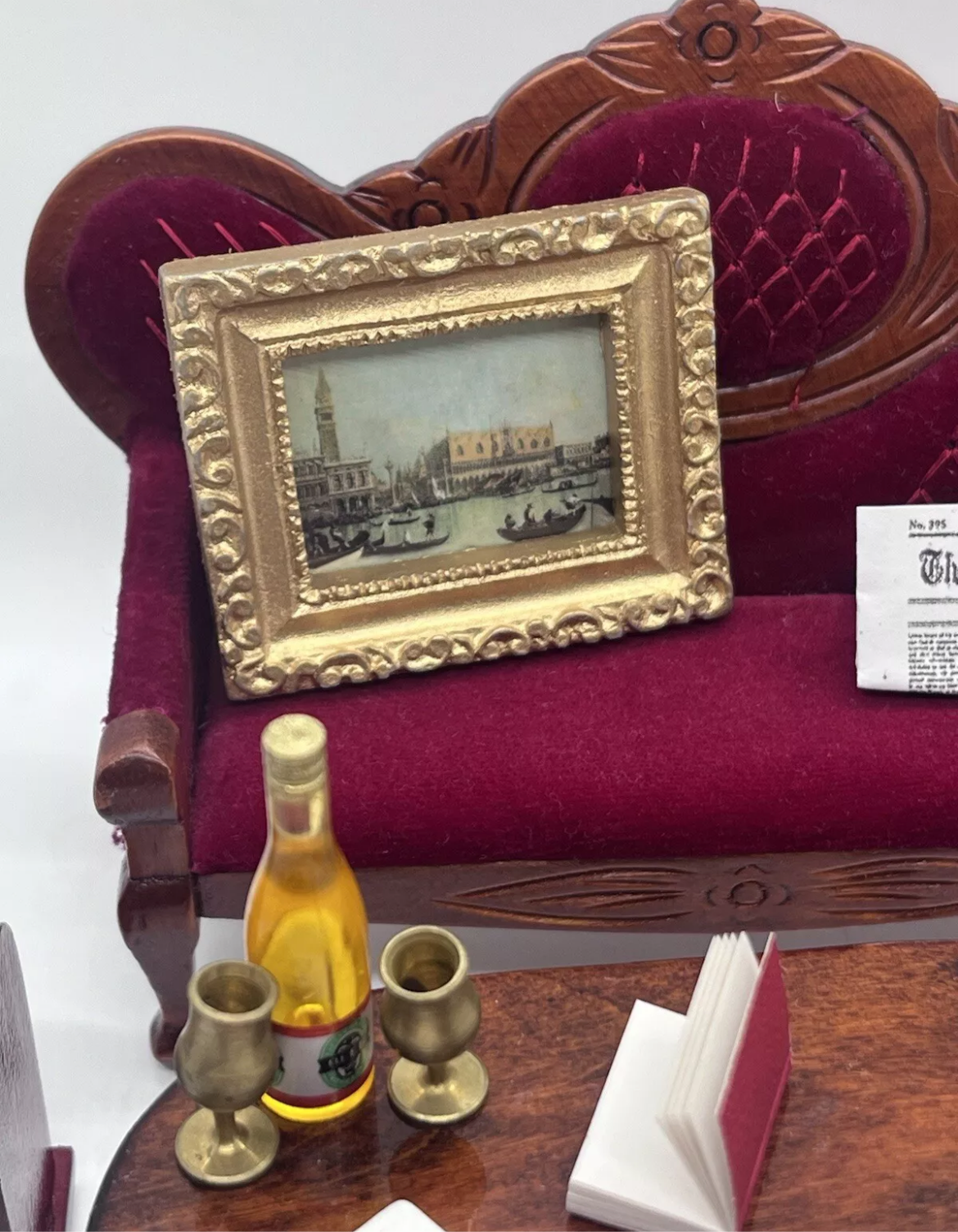 Dolls house Victorian lounge set & all accessories
