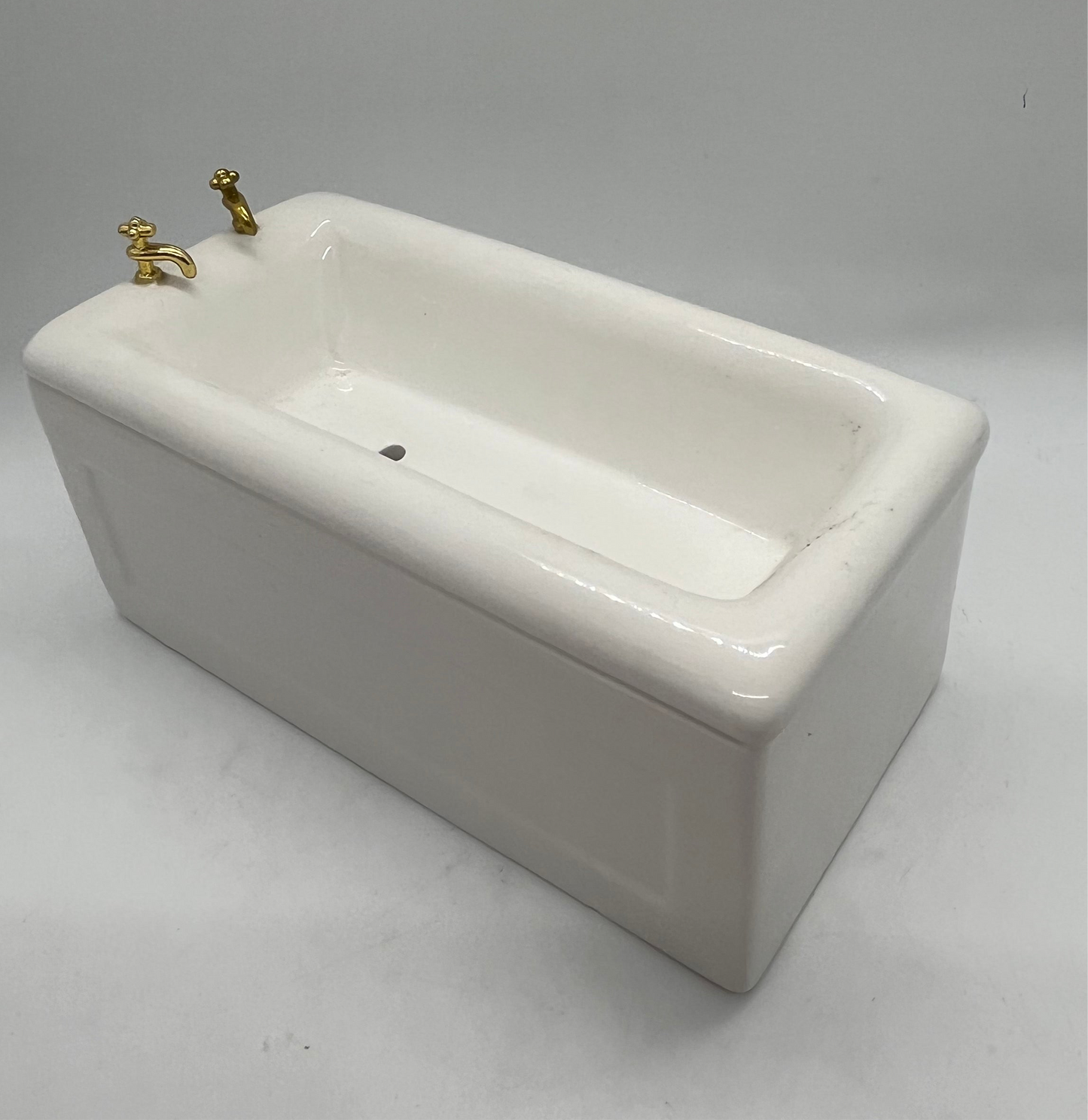 Dolls house ceramic bath rectangular white