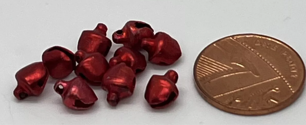 Dolls House Christmas tree baubles x 10 red