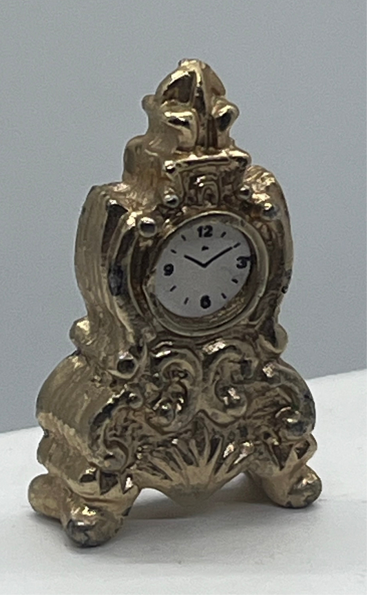 Dolls house Reutter ornate metal mantel clock