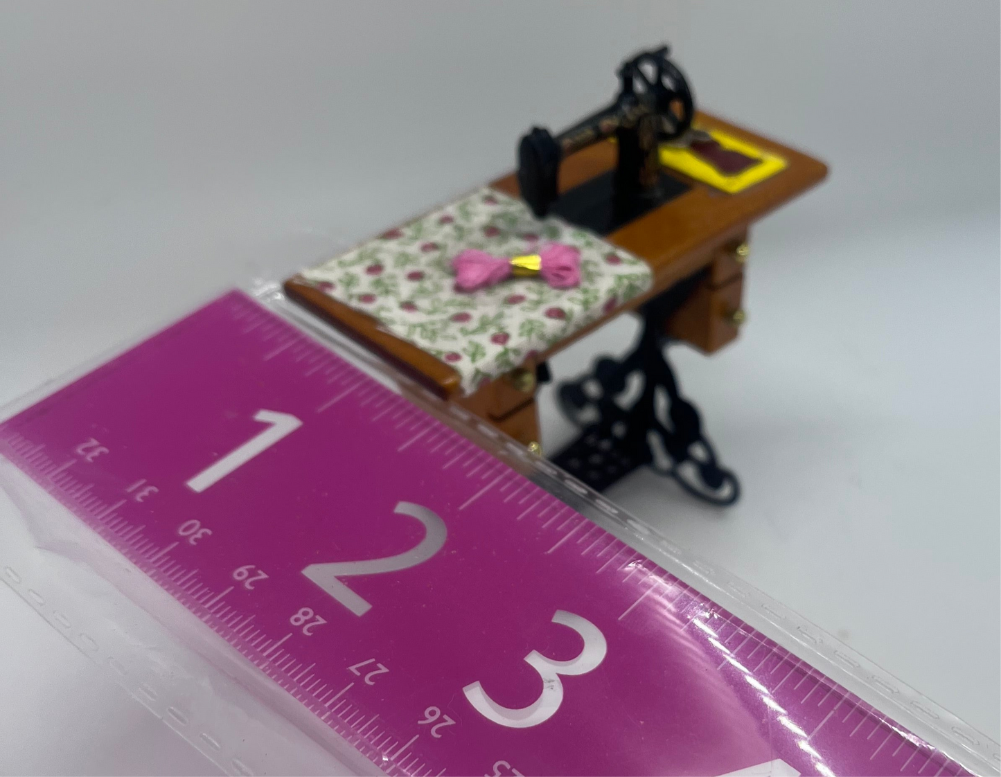 Dolls house sewing machine knitting haberdashery set
