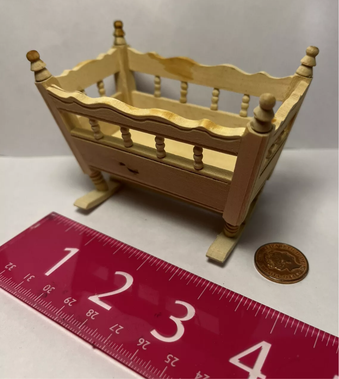 Dolls house rocking crib cot