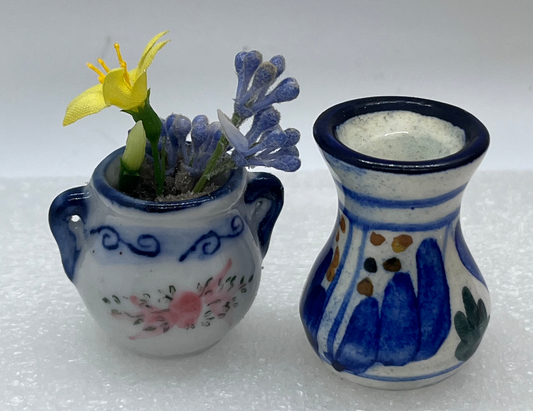 Dolls house large vases pair