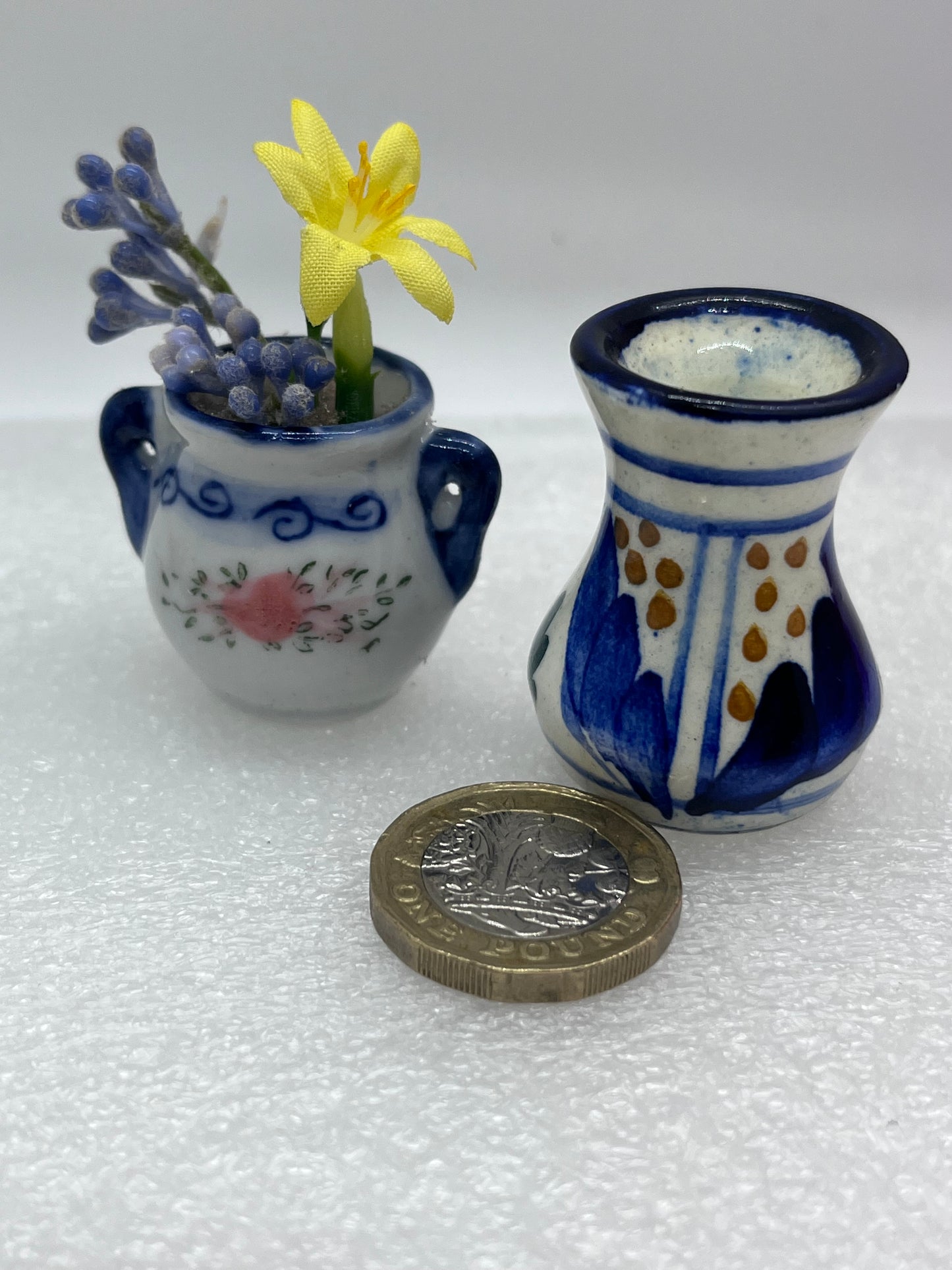 Dolls house large vases pair