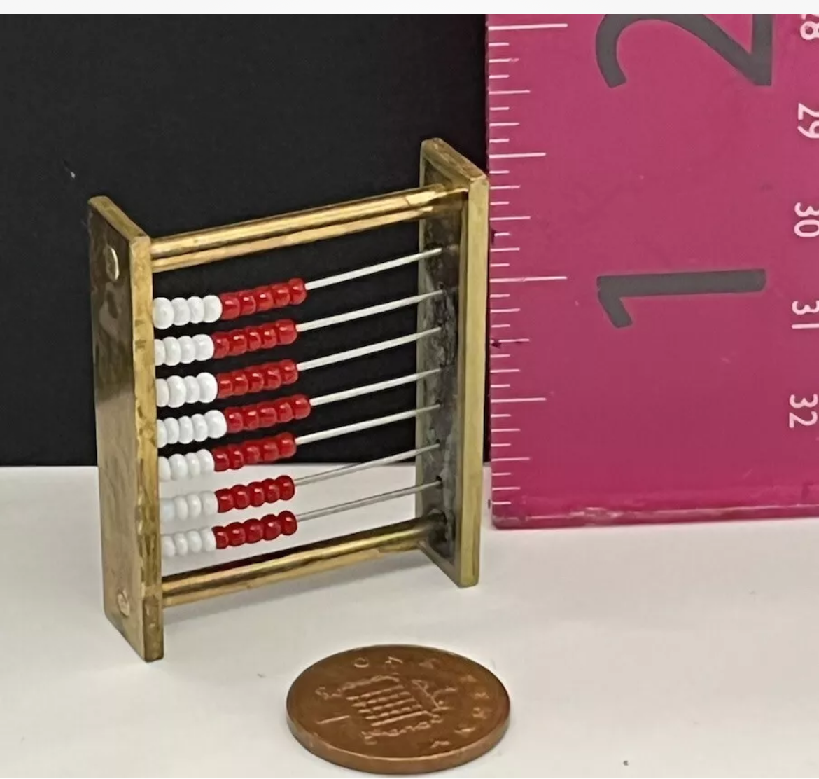 Dolls house handmade abacus metal vintage