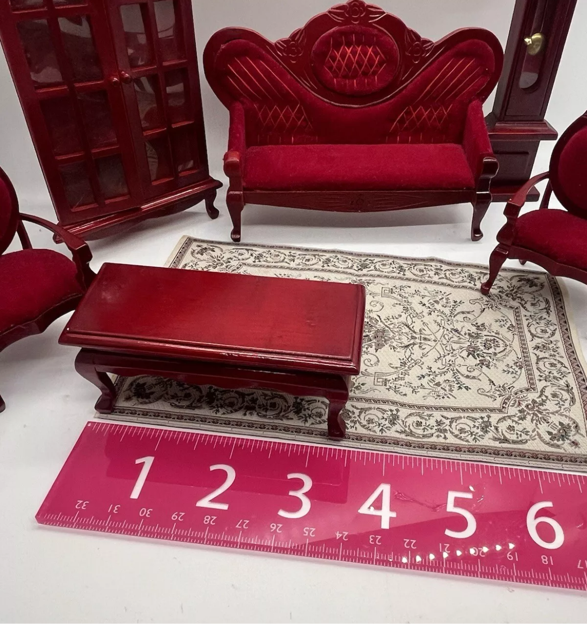 Dolls house Victorian lounge set & all accessories