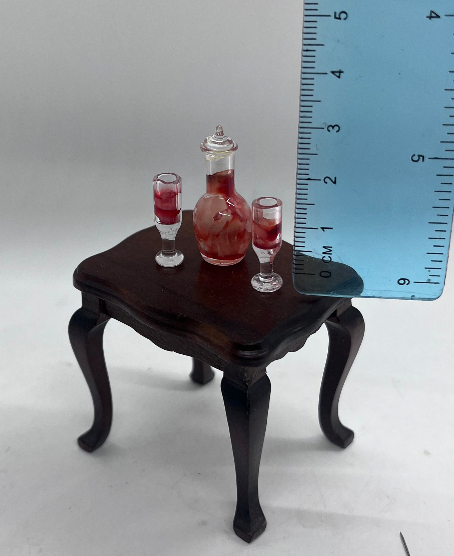 Dolls house decanter and wine glasses