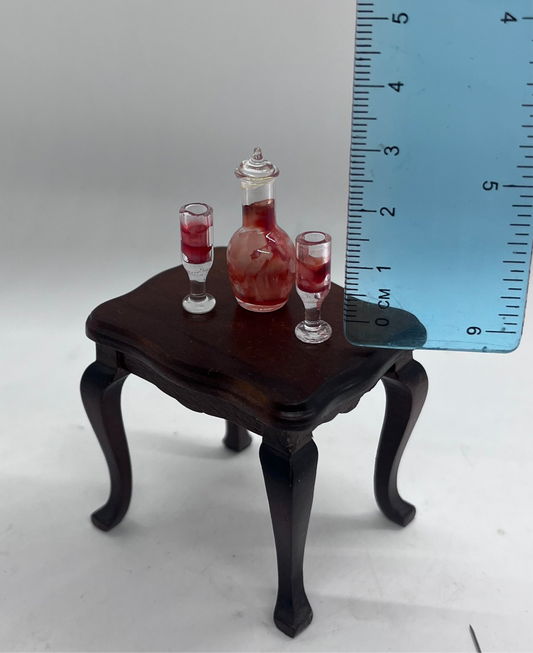 Dolls house decanter and wine glasses