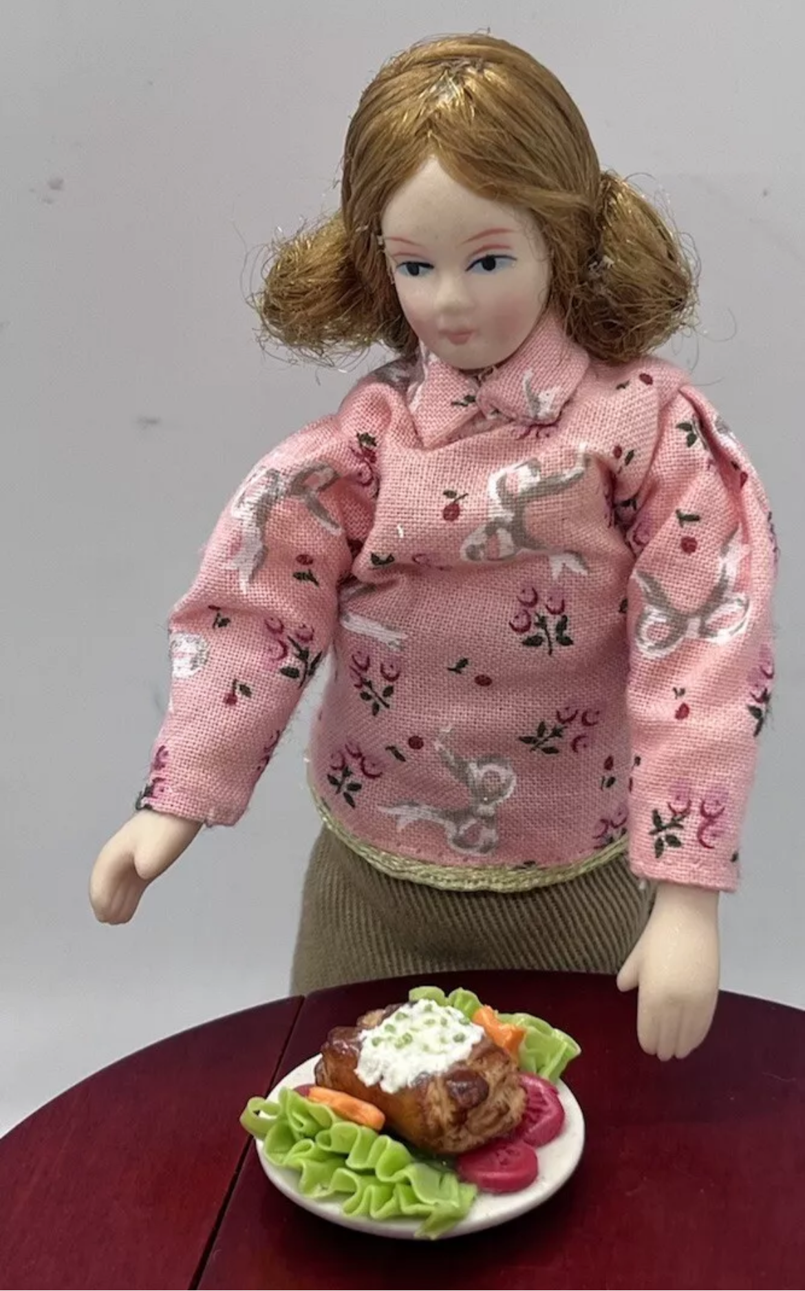 Dolls house food beef steak dinner with cream sauce handmade