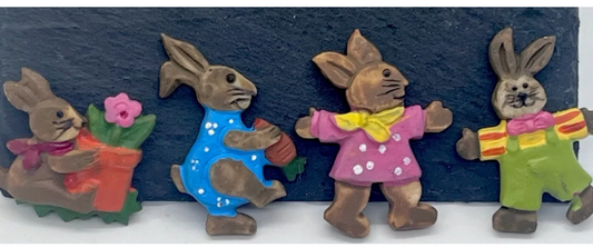 Dolls house resin bunny wall plaques x 4