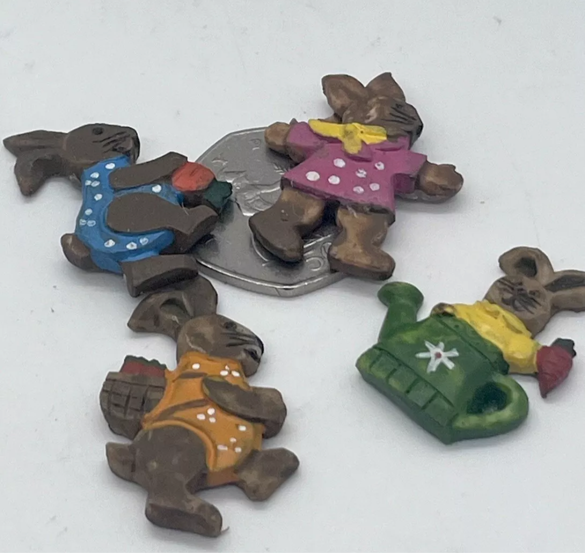 Dolls house resin bunny wall plaques x 4