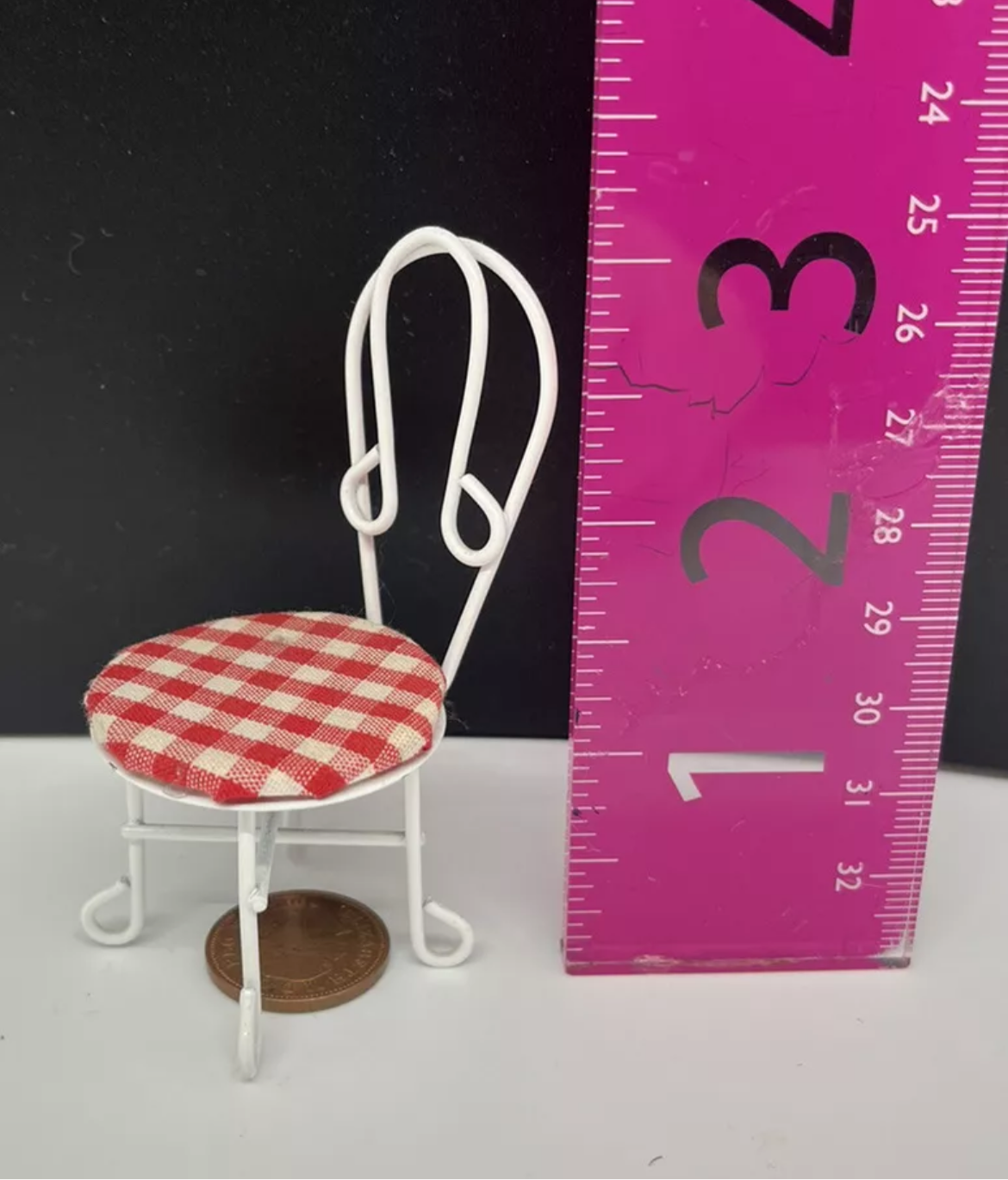 Dolls house metal bistro cage restaurant chair with seat pad