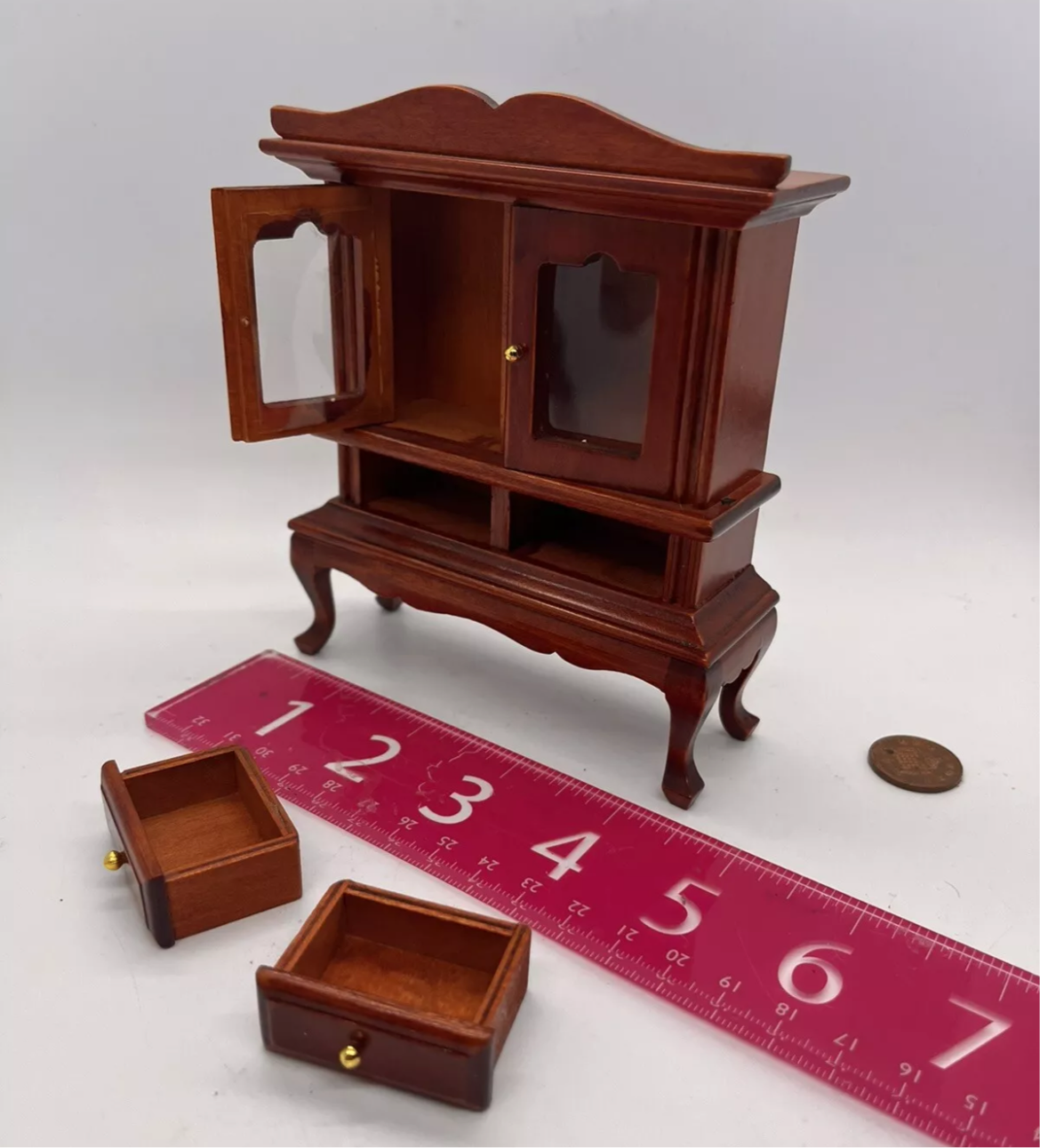 Dolls house Queen Anne display cabinet dresser