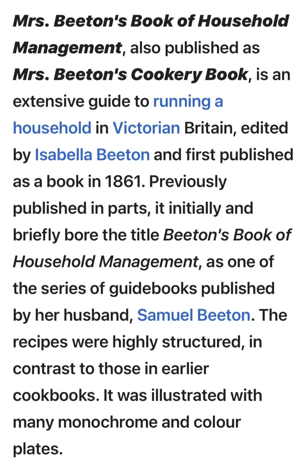 Dolls house Victorian cookery book. Beetons book of household management